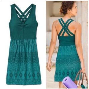 ATHLETA Teal Printed Galena Cross Back Athletic Mini Dress Small